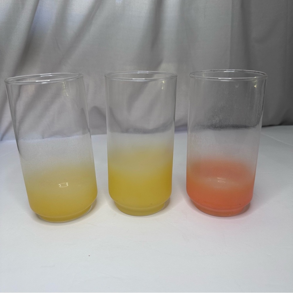 MCM Frosted Blendo Ombre Frosted Cups Libbey Glass Tumbler 3pc Drink Set